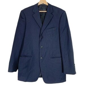 Vintage Playboy 80s 90s Single Breasted Blazer in Navy Blue Pinstripe Size 50